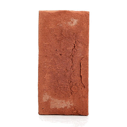 Single Romsey Antique clay paver standing upright and revolving, showing wide shape and red colour. Free UK delivery available.