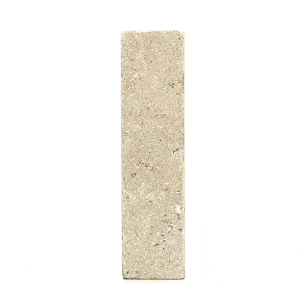 Single Egyptian Beige limestone patio brick standing upright and revolving. Free UK delivery available.