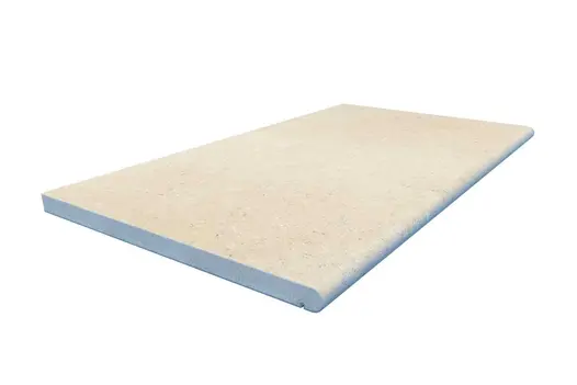 Rendered image of Acid Washed Egyptian Beige Limestone Bullnose Steps shows colour variations and edge.