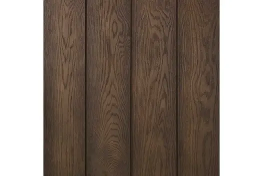 Close-up of Antique Oak Millboard Shadow Line cladding, showing rich brown tones and realistic woodgrain texture.