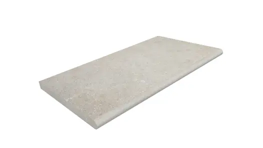 Render of single 900x500mm Antique Yellow limestone step tread with bullnose edge profile and drip groove. Free UK delivery available.