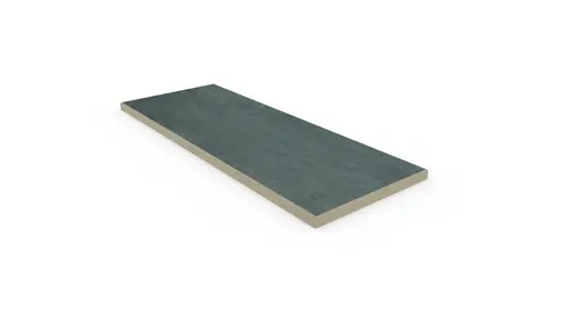 Anthracite 5mm pencil round end coping, edge profile applied to 3 sides, part of London Stone’s  porcelain paving range.