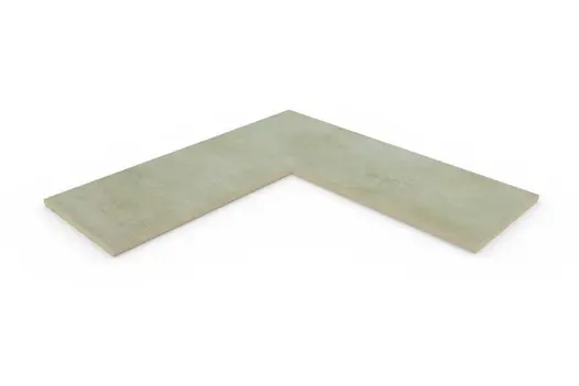 Area porcelain corner coping, made of a single piece of porcelain, with 20mm bullnose edge profile applied in-house.