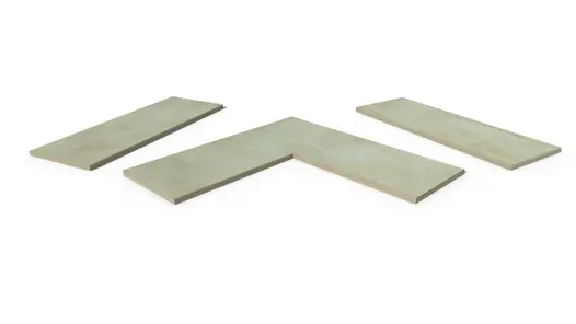 Area Porcelain 5mm pencil round copings, with drip-line, in straight, end, left and right corner pieces, for exterior walls.