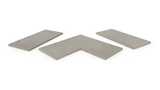 Astor Grey porcelain coping stones, in straight , end and corner pieces, with a 5mm chamfered edge profile.