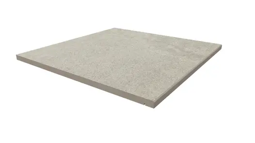 Single Astor Grey porcelain 5mm chamfer step tread, with drip line, measuring 600 X 600mm. Free delivery available.