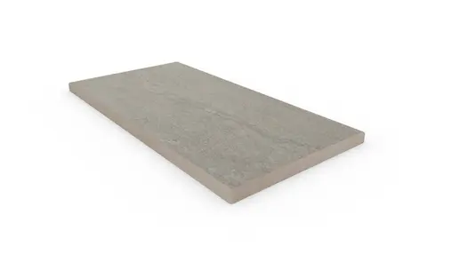 Astor Grey 5mm pencil round end coping, edge profile applied to 3 sides, part of London Stone’s budget porcelain paving range.