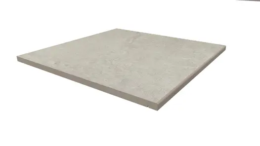 Astor Grey porcelain 5mm pencil round step tread, measuring 600x600mm, with drip line. Comes with 10 year guarantee.