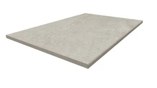 Single 900x600mm Astor Grey porcelain step with 5mm pencil round edge profile and drip-line, made in-house by London Stone.