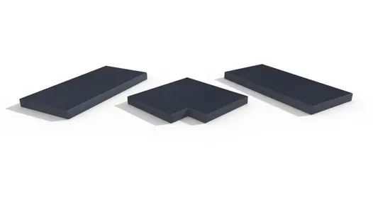 Brazilian Black Slate Pencil Round Coping Stones, with pencil round, in straight, end, and corner pieces.
