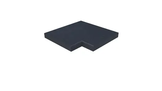 Brazilian Black Slate Pencil Round corner coping seen with pencil round and riven surface.