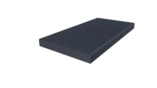 Single straight Brazilian Black Slate Pencil Round Coping Stone, with pencil round edge profile applied to the long sides.