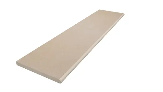 Rendered image of large Buff Sawn Sandstone Bullnose Step, showing colour, bullnosed edge and drip line.