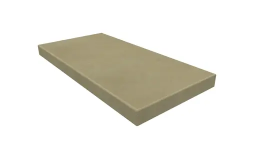 Britannia Buff Sawn Yorkstone Pencil Round End Coping Stone, the pencil round edge profile is applied to 3 sides.