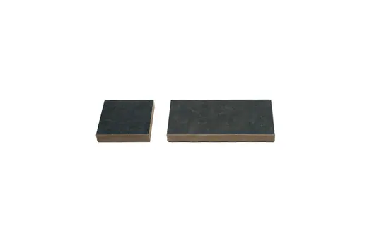 2 Charcoal Porcelain Setts, comparing size and shape of these porcelain patio tiles. Available with free UK next-day delivery