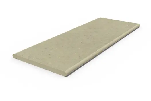 Corda porcelain straight coping stone, with 20mm bullnosed edge profile and drip line applied in-house, with 10-year guarantee.