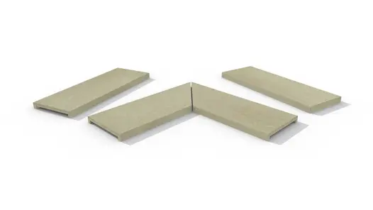 Corda 40mm downstand porcelain flat coping stones in straight, end and left- and right-mitred corner pieces. 10-year guarantee.