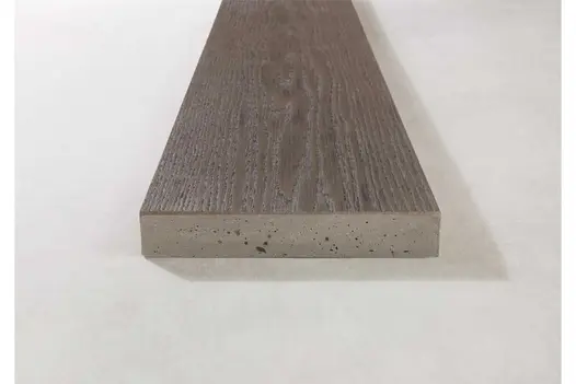 End profile of Ebony Grey Millboard board revealing composite core and edge profile.