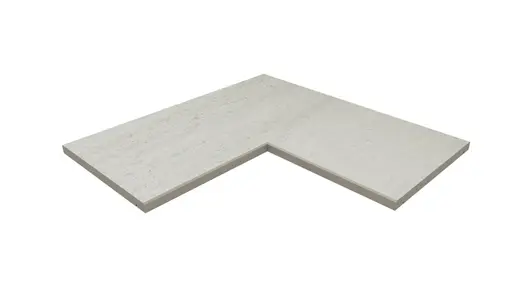 Faro Porcelain corner coping stone, with 5mm chamfered profile applied to 4 sides, available with next-day delivery.