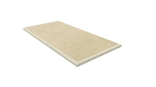 Florence Beige 20mm bullnose end coping, edge profile applied to 3 sides, part of London Stone’s Premium porcelain paving range.