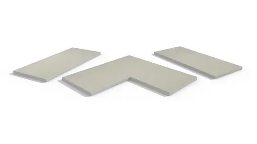 Florence White porcelain coping stones, in straight , end and corner pieces, with a 5mm chamfered edge profile.