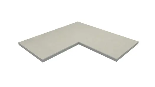 Florence White 5mm chamfer corner coping stone, part of our budget porcelain paving range, available with free next-day delivery.