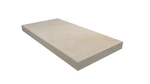 Harvest smooth sandstone end coping without drip lines, with pencil round profile on 3 sides.