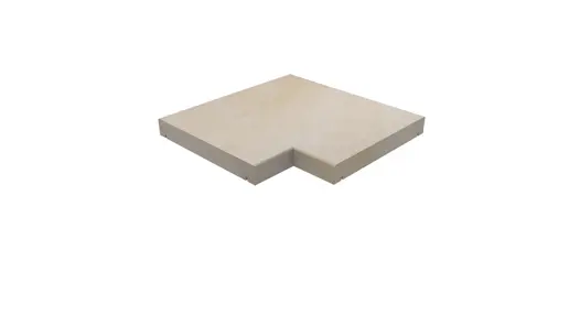 Harvest sawn sandstone corner coping with pencil round profile on inner and outer edges. Free UK delivery available.