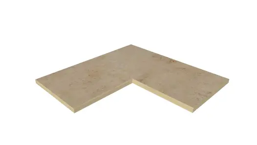 Jura Beige 5mm chamfer corner coping stone, part of our budget porcelain paving range, available with free next-day delivery.