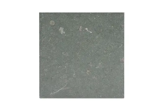 Single Jura Green limestone slab seen from above, showing the  the pavings surface texture and markings. Bespoke sizes available.