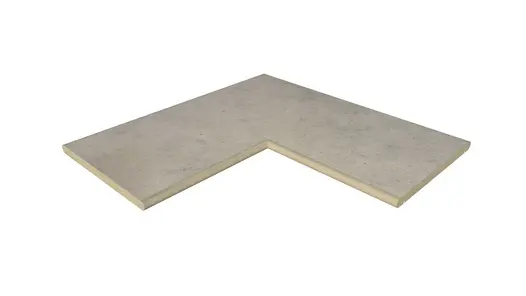 Jura Grey corner coping, made of a single piece of porcelain, with 20mm bullnose edge profile applied in-house.
