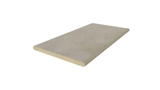 Jura Grey porcelain coping stone, with 20mm bullnosed edge profile and drip line applied in-house, with 10-year guarantee.