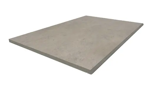 900x600mm Jura Grey porcelain 20mm bullnose step with drip line. Free UK delivery available. Comes  with 10-year guarantee.