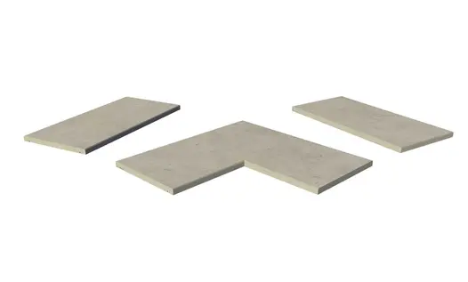 Jura Grey porcelain coping stones, in straight , end and corner pieces, with a 5mm chamfered edge profile.