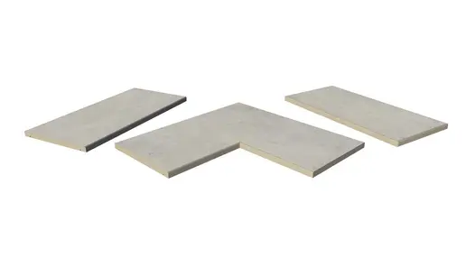 Jura Grey Porcelain 5mm pencil round copings, with drip-line, in straight, end, left and right corner pieces, made in-house.