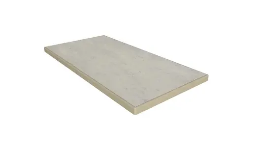 Jura Grey 5mm pencil round end coping, edge profile applied to 3 sides, part of London Stone’s budget porcelain paving range.