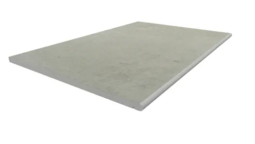900x600 Light Grey porcelain 20mm bullnose step with drip line. Free UK delivery available. Comes with 10-year guarantee.