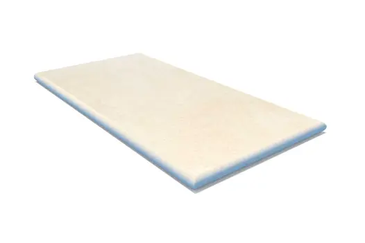 End coping in Mint Porcelain with smooth bullnose and warm beige colouring. Perfect for finishing exposed wall ends.