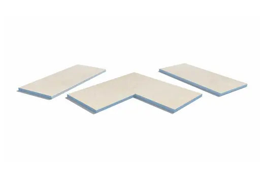 Mint Porcelain chamfered copings shown in corner, end, and straight formats. A crisp finish for garden wall builds.