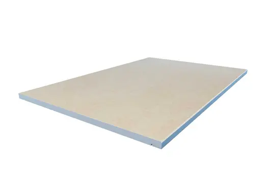 Chamfered Mint Porcelain step showing clean angled edge and natural texture. Precision-cut for sharp modern details.