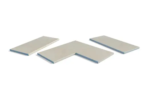 Mint Porcelain pencil round copings in a complete collection layout. Offers a soft curved finish in four formats.