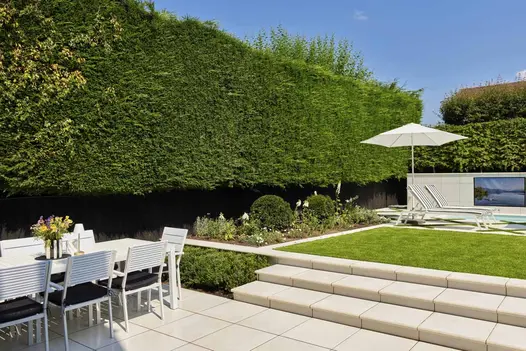 Comblanchien Porcelain Paving and Comblanchien Porcelain Bullnose Steps supplied and delivered by London Stone nationwide.