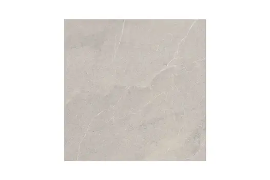 Marble-inspired porcelain tile in Piazza Grey, displaying light natural veining and understated mid-grey colouring.