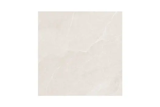 Close-up of Piazza White tile surface with warm undertones and intricate veining that mimics natural stone.