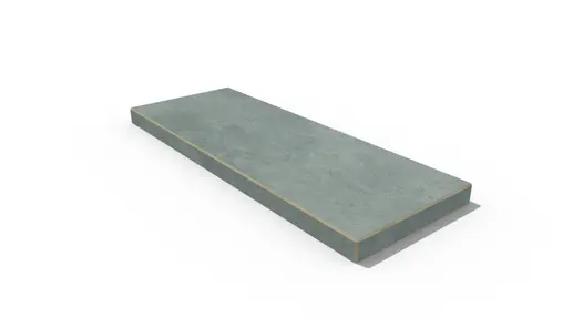 Polvare porcelain end coping with 40mm downstand profile manufactured in-house at our Bespoke Stone Centre, with 10-year guarantee.