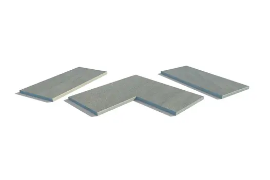Raj Green porcelain coping stones, in straight , end and corner pieces, with a 5mm chamfered edge profile.