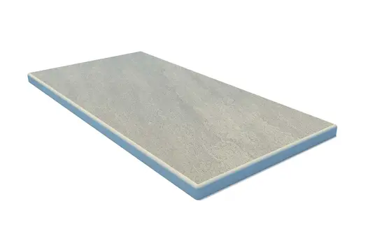 Raj Green 5mm pencil round end coping, edge profile applied to 3 sides, part of London Stone’s budget porcelain paving range.