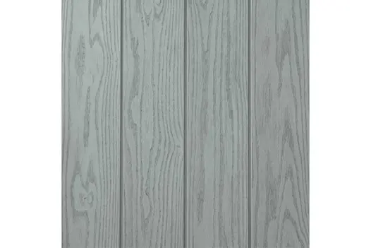 Close-up swatch of Salt Blue Millboard composite cladding, showcasing soft blue-grey tones and detailed woodgrain texture.