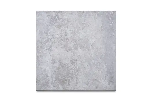 Silver Contro Porcelain Paving Slab pictured from above showing clouded markings in light and mid grey. In stock at London Stone.