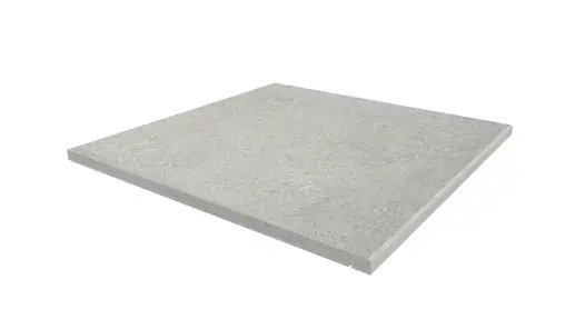 600x600mm Silver Grey porcelain step, with drip-line and 5mm pencil round edge profile applied in-house. Free UK delivery available.